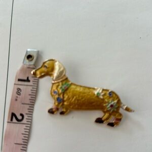 Yellow gills color dachshund brooch. Think Easter egg filler